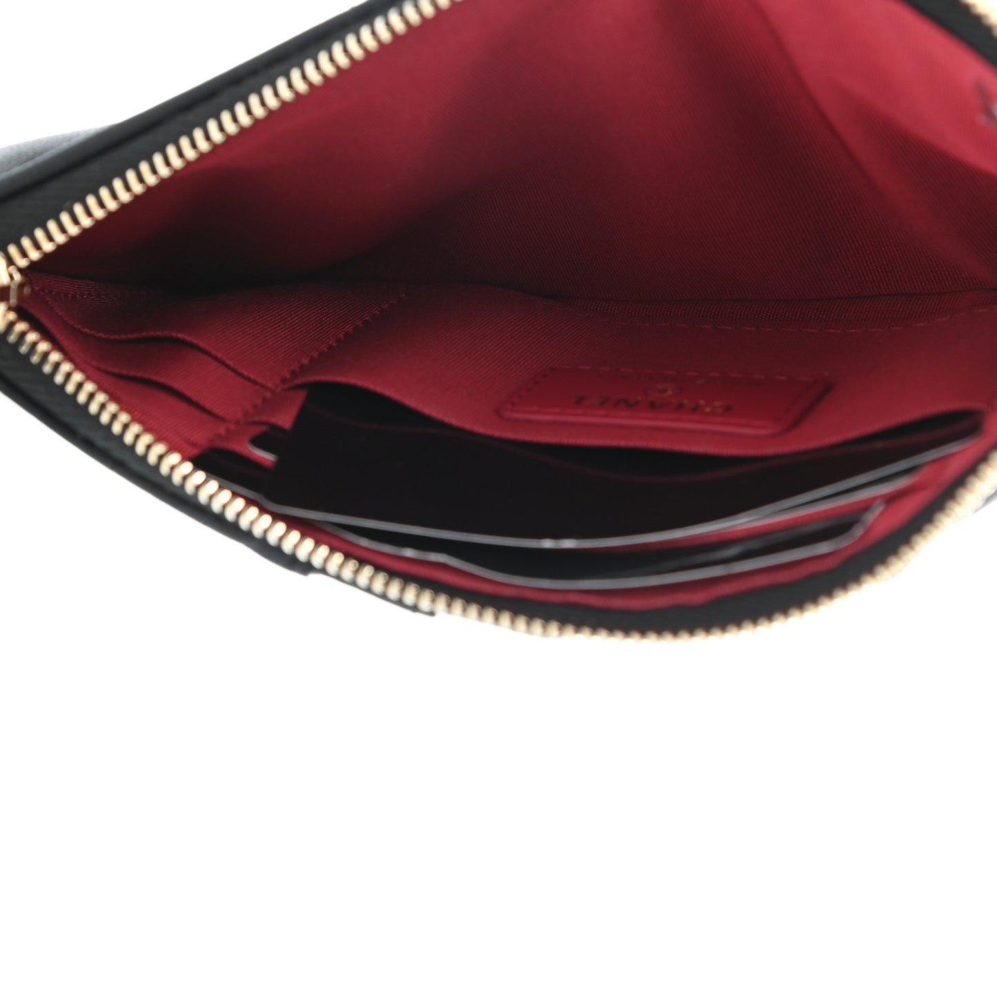 Goatskin Quilted Chanel 19 Flat Wallet Pouch Black