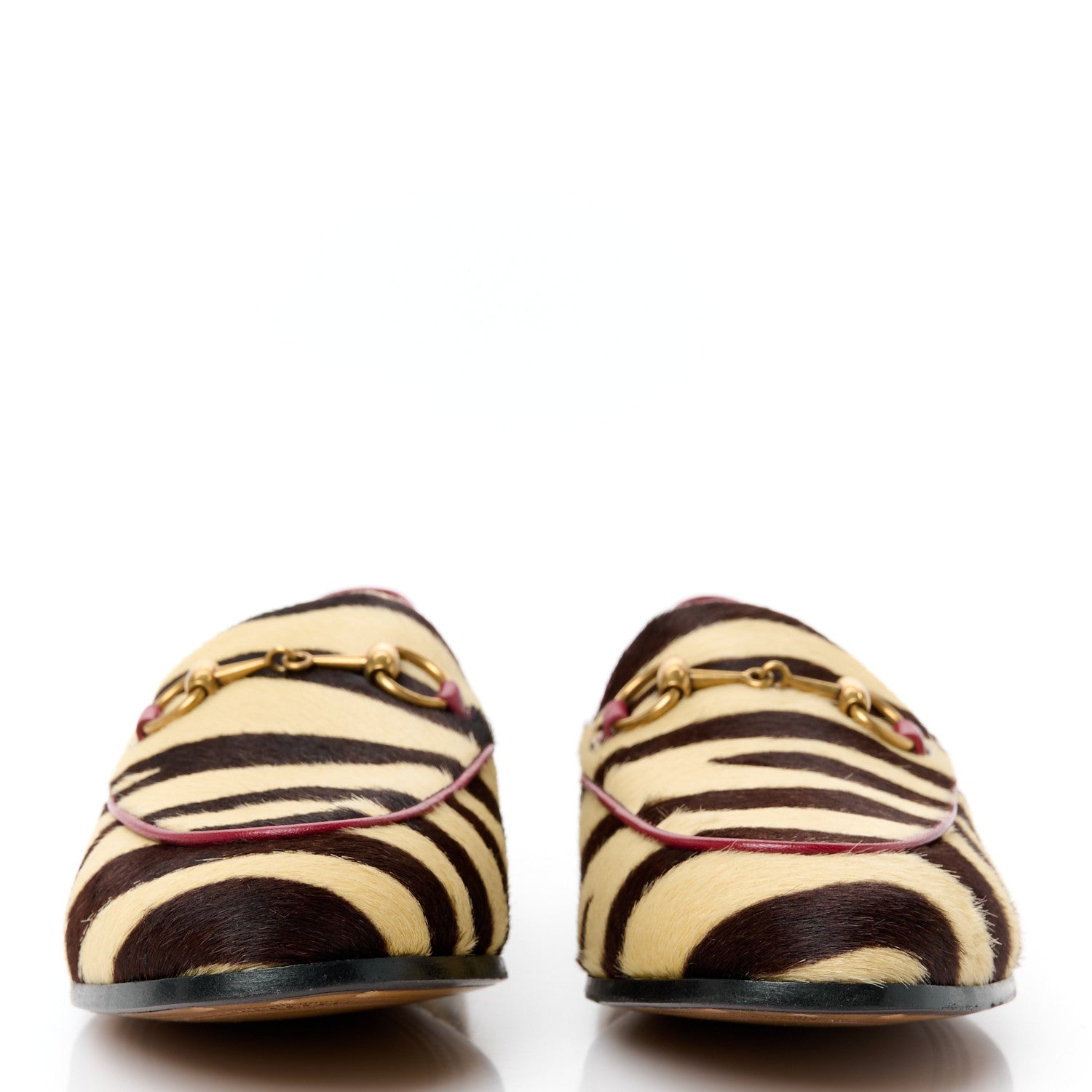 Gucci Calf Hair Tiger Print Womens Jordaan Loafers 35.5 Natural Black Romantic Cherry 2 of 9