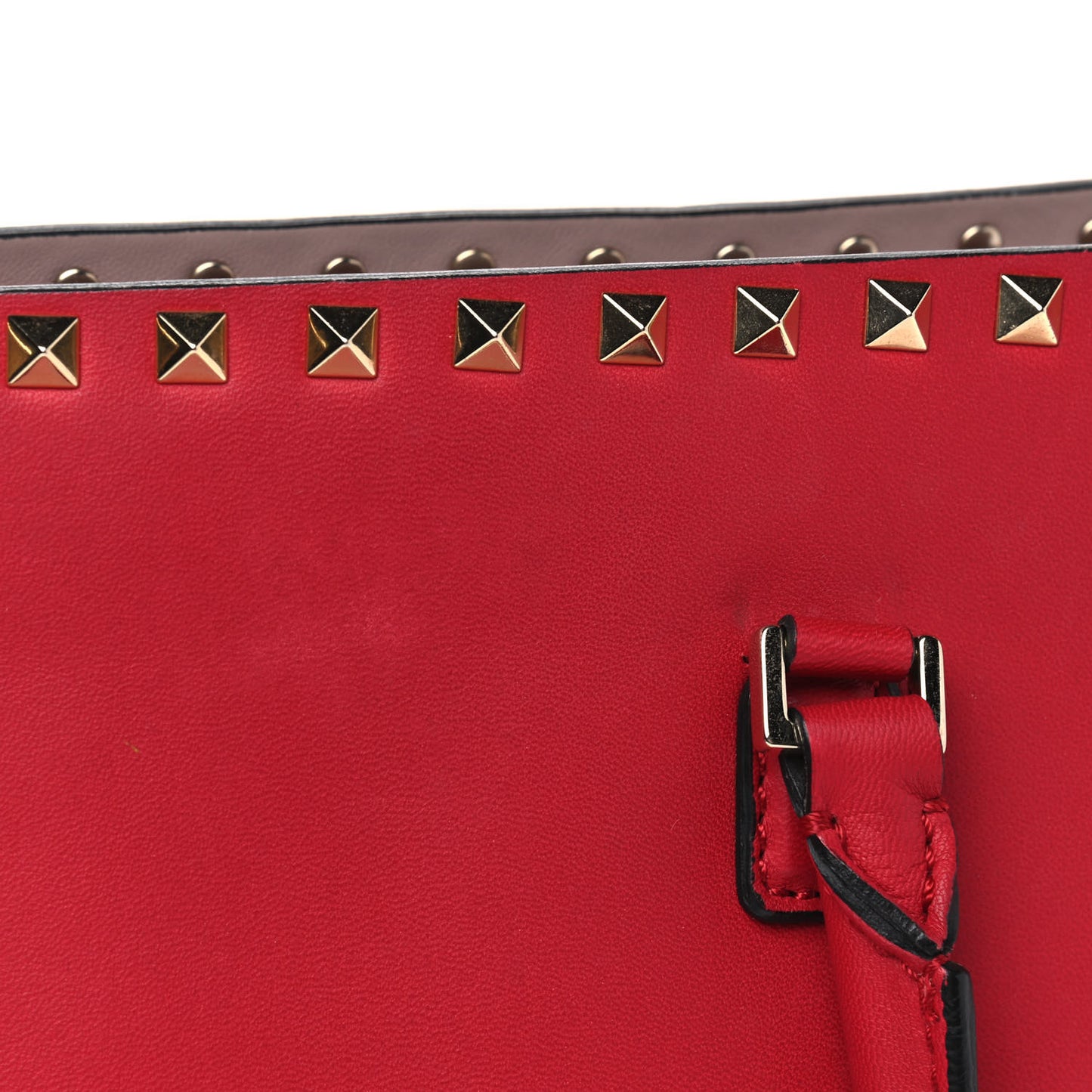 Vitello Small Rockstud Top Handle Tote Cyclamin