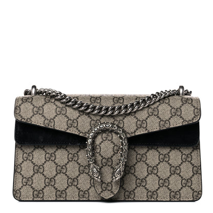 Gucci GG Supreme Monogram Suede Crystal Small Dionysus Shoulder Bag Beige Ebony Black 1 of 17