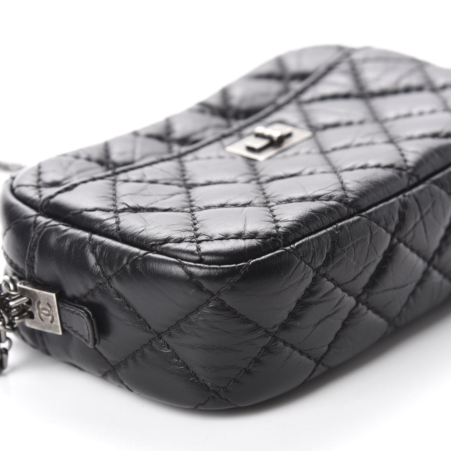 Aged Calfskin Quilted Mini Reissue Camera Case Black