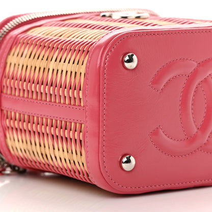 Chanel Calfskin Raffia Small Take Away Vanity Case Bag Pink Beige 9 of 11