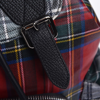 Burberry Laminated Tartan Patchwork Medium Rucksack Backpack Military Red 8 of 9