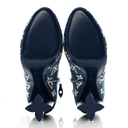 Louis Vuitton Denim Monogram Silhouette Ankle Boots 39 Navy Blue 6 of 10