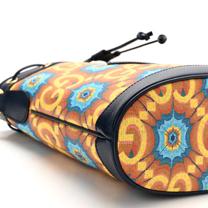 Gucci GG Supreme Kaleidoscope Calfskin Script Logo Gucci 100 Bucket Drawstring Bag Blue Orange Multicolor Blue Agata 10 of 11