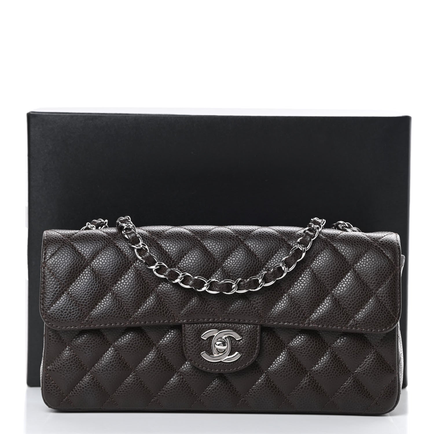 Chanel Caviar Quilted East West Flap Dark Brown 12 of 12