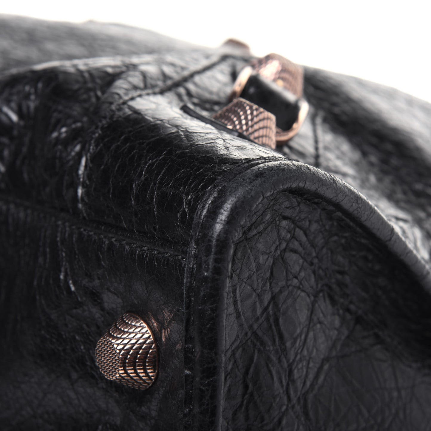 Agneau Giant 12 Rose Gold Hardware Weekender Black