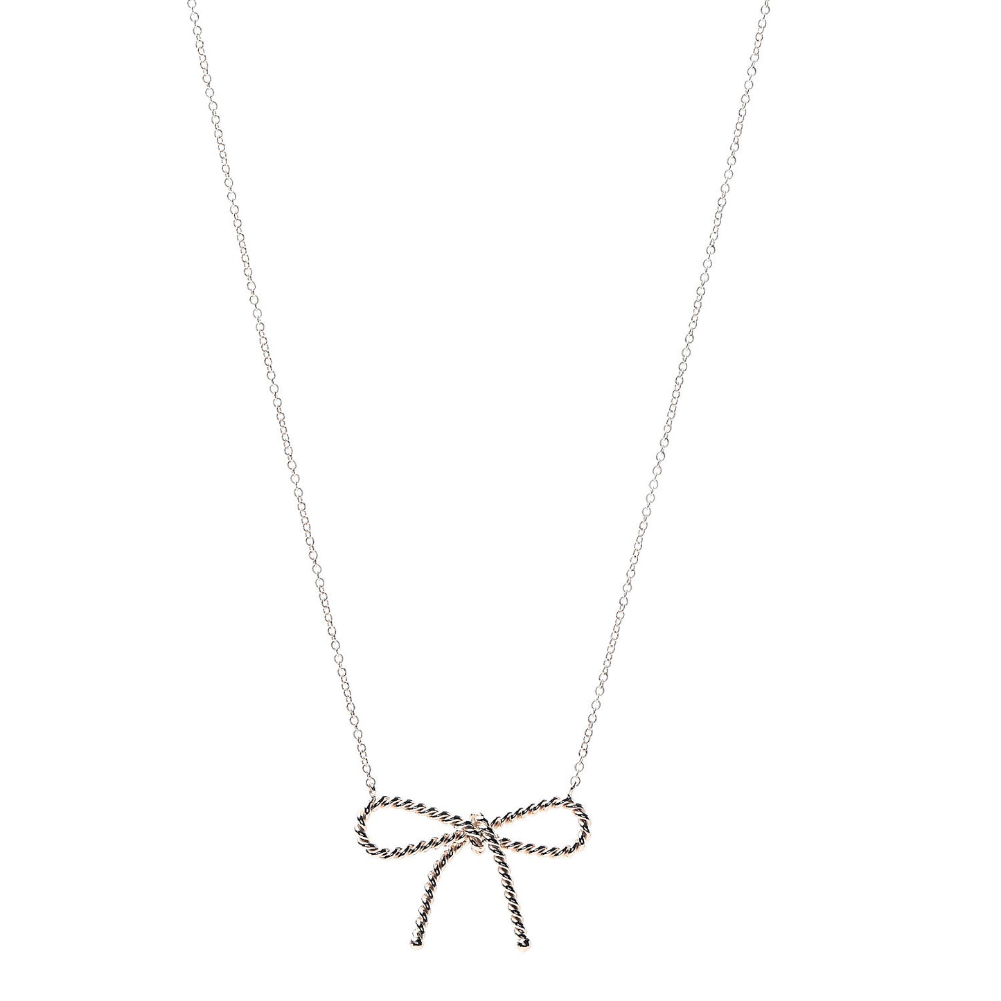 18K Rose Gold Twist Bow Pendant Necklace