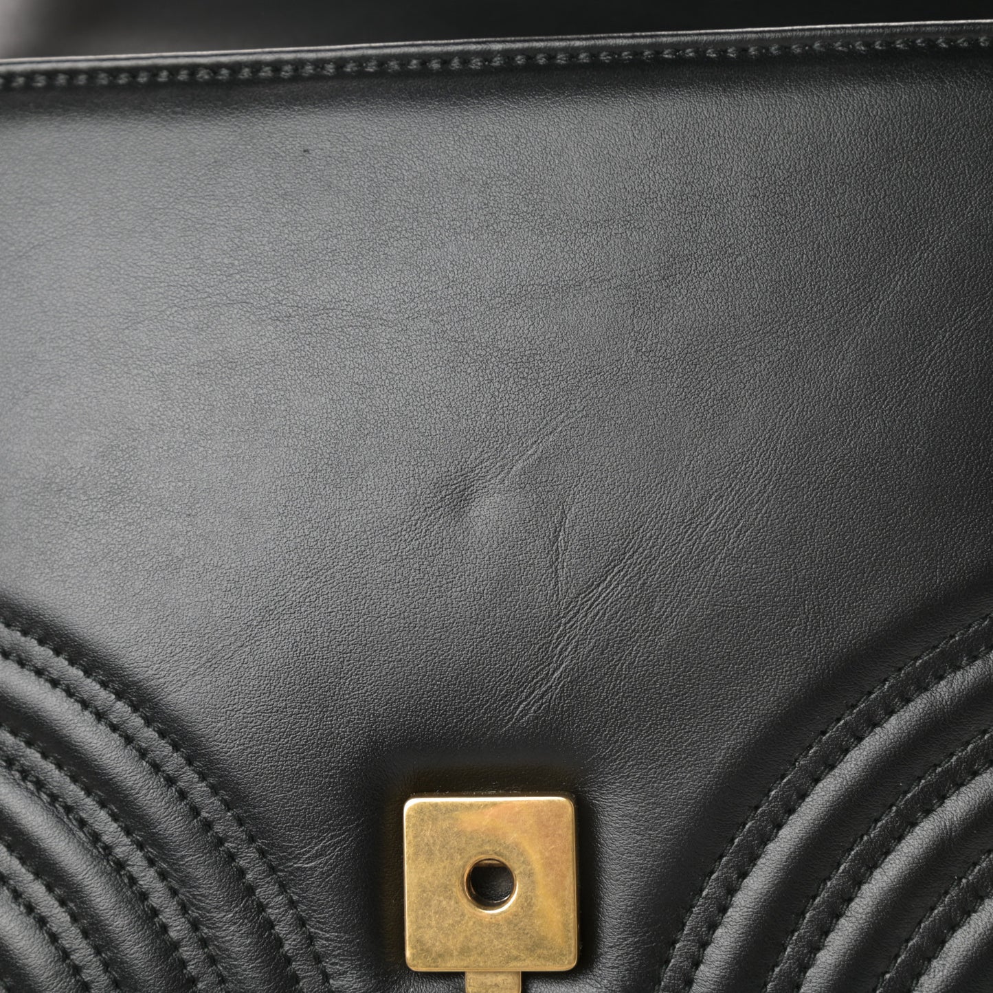Calfskin Matelasse Small GG Marmont Top Handle Shoulder Bag Black