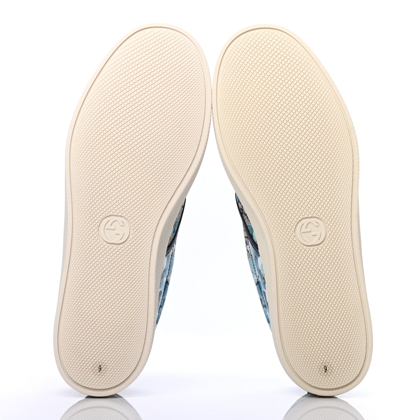 GG Supreme Monogram Blooms Mens Dublin Slip On Sneakers 9 Beige Blue Navy