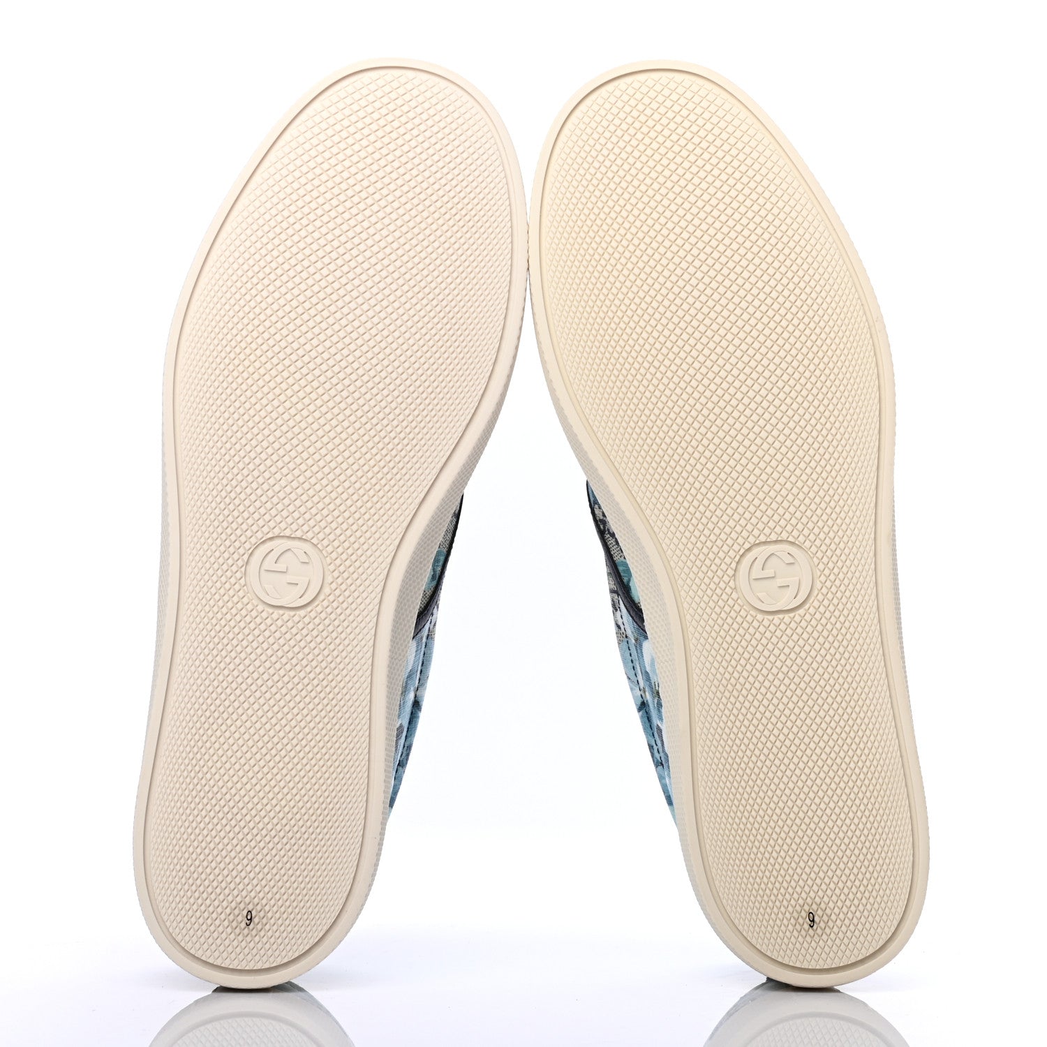 Gucci GG Supreme Monogram Blooms Mens Dublin Slip On Sneakers 9 Beige Blue Navy 5 of 8