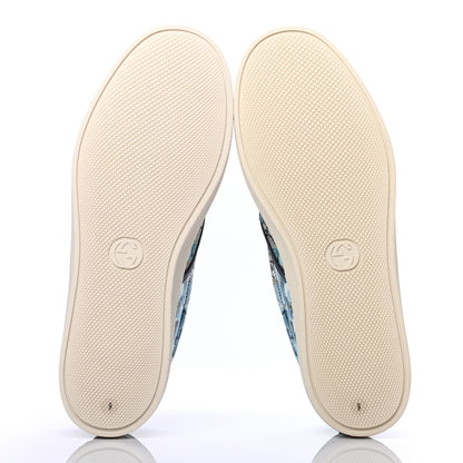 Gucci GG Supreme Monogram Blooms Mens Dublin Slip On Sneakers 9 Beige Blue Navy 5 of 8