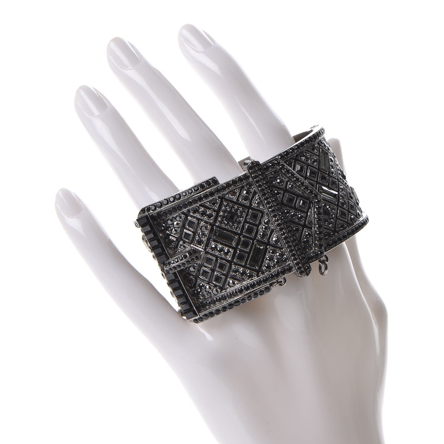 Chanel Ruthenium Crystal CC Wide Cuff 2 of 6