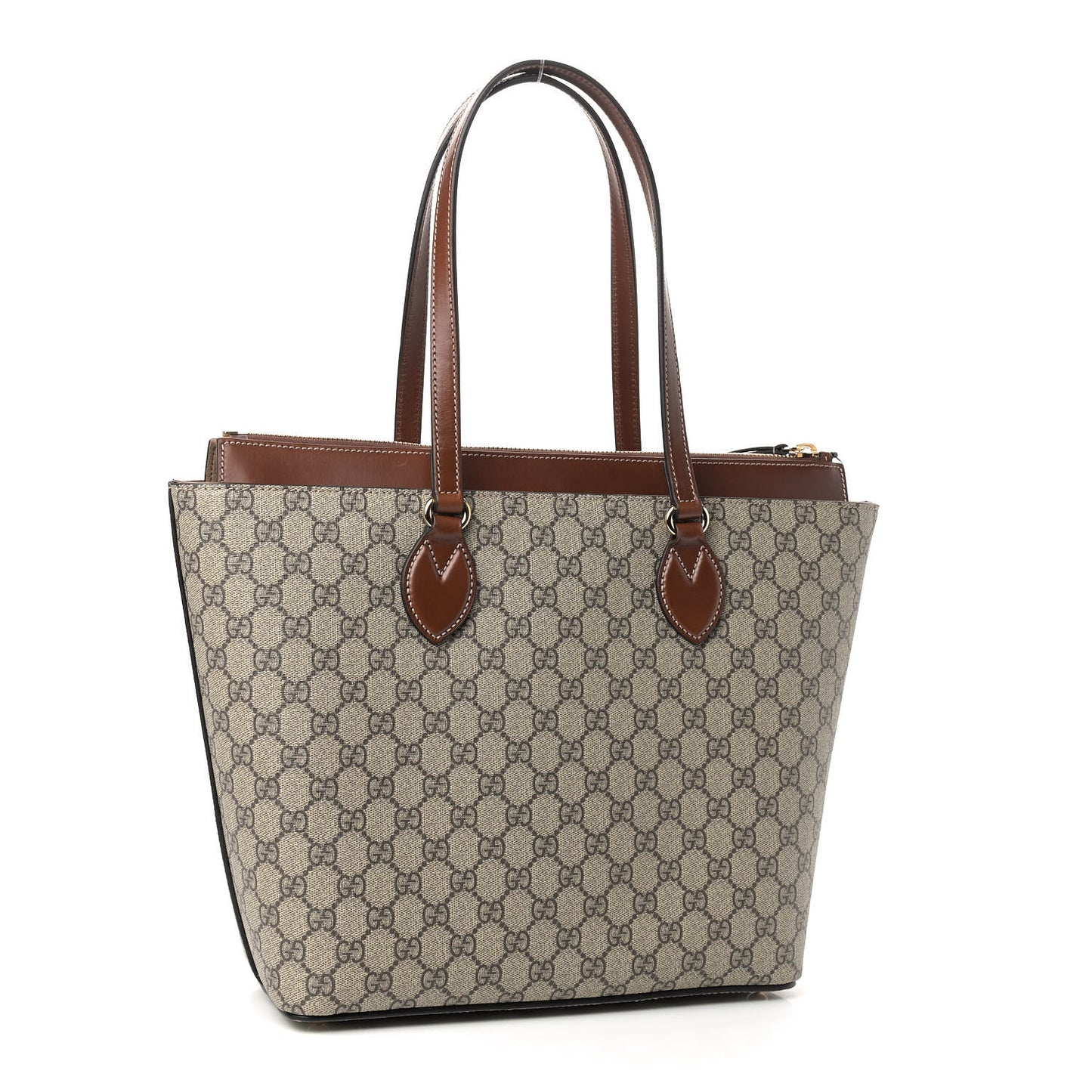 GG Supreme Monogram Medium Zippered Bucket Tote Beige Tuscany