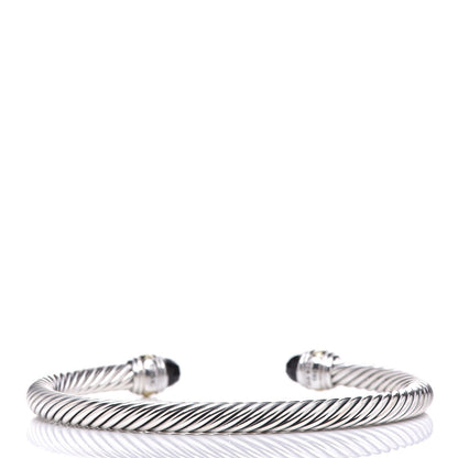 David Yurman Sterling Silver 14K Yellow Gold Black Onyx 5mm Cable Classics Bracelet 3 of 5