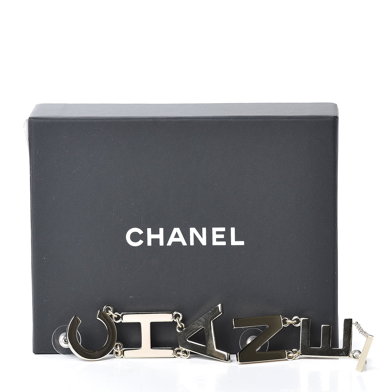 Chanel Metal Cha-Nel Logo Drop Earrings Gold 5 of 5
