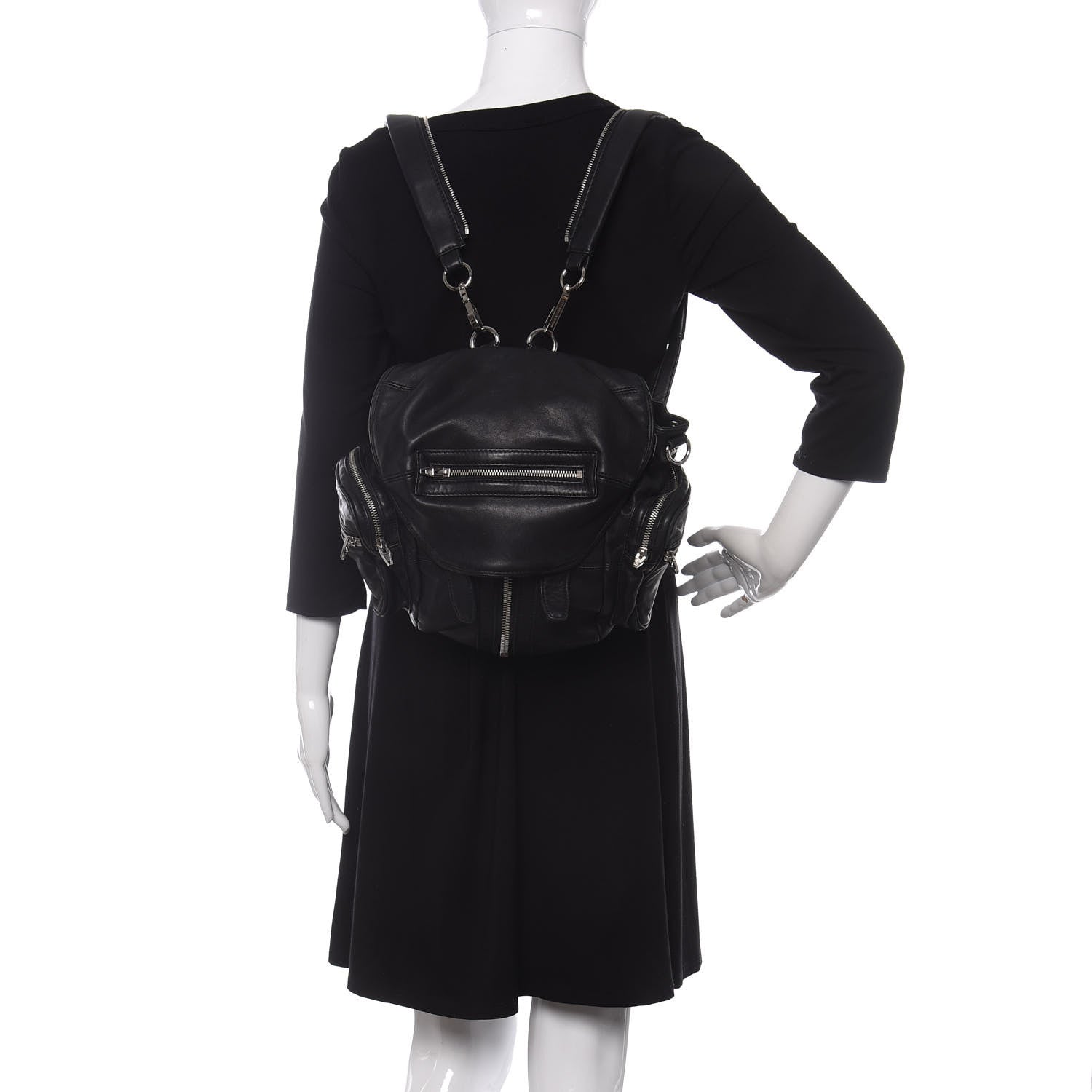 Alexander Wang Lambskin Marti Backpack Bag Washed Black Rhodium Hardware 2 of 9