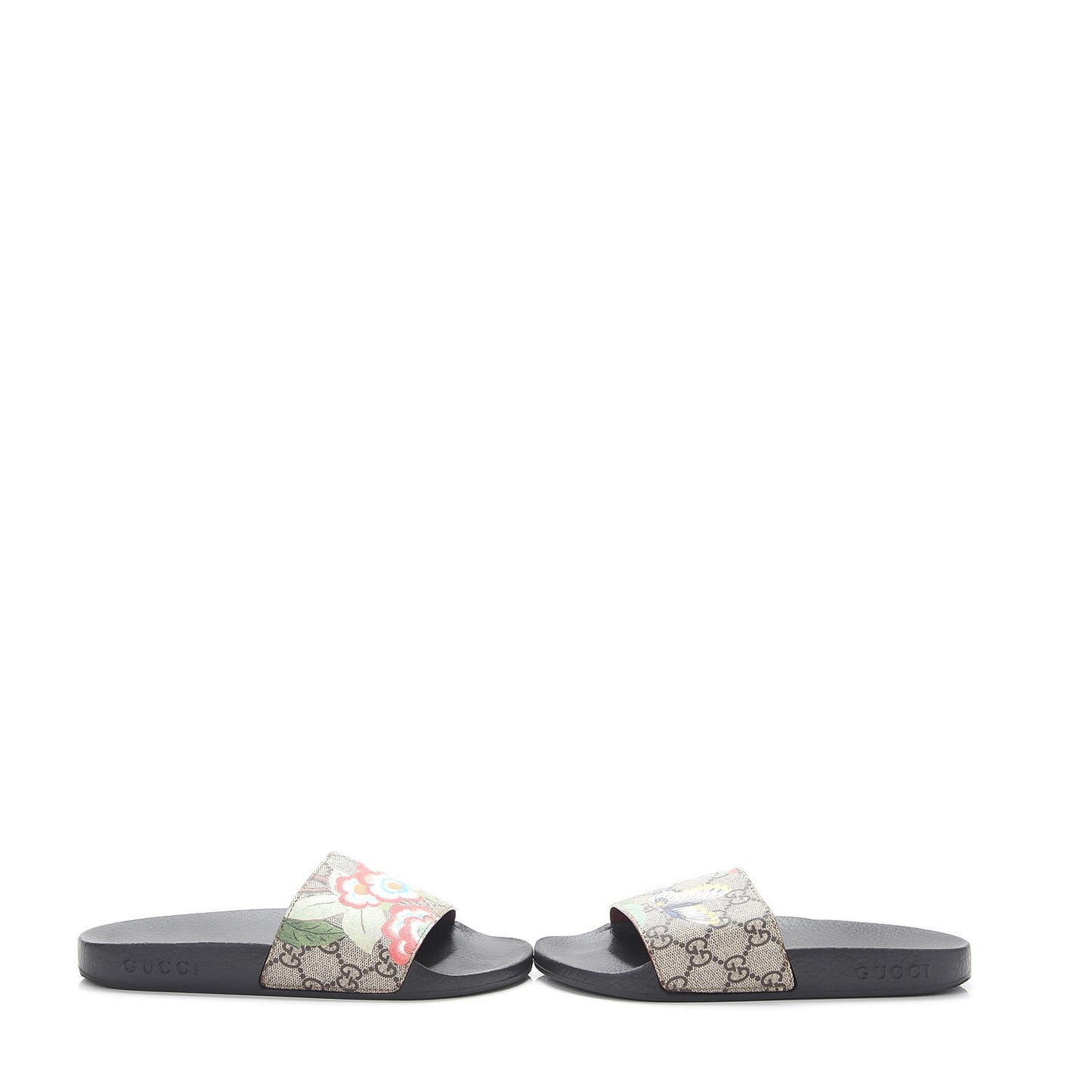 GG Supreme Monogram Tian Print Slide Sandals 35 36 Black Ebony Multicolor