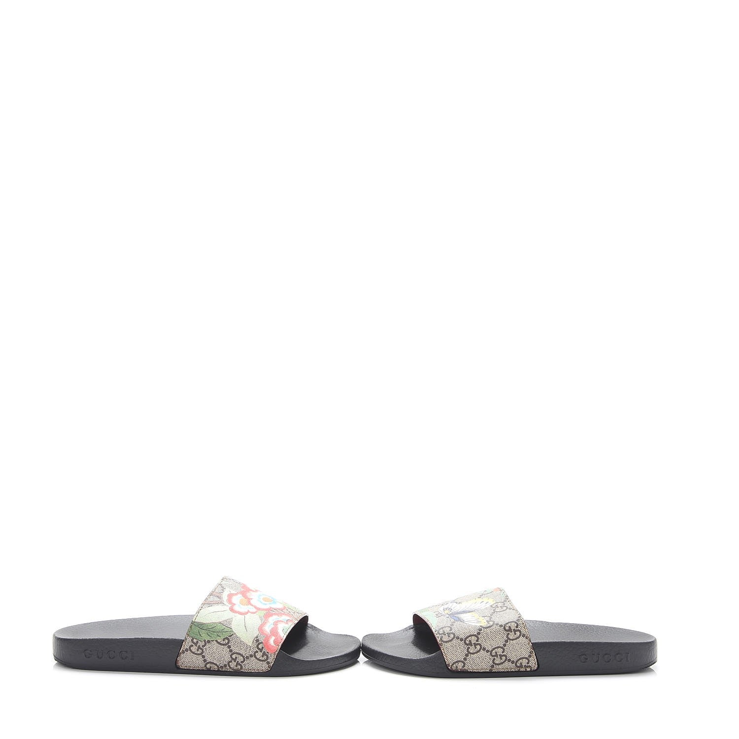 Gucci GG Supreme Monogram Tian Print Slide Sandals 35 36 Black Ebony Multicolor 8 of 19