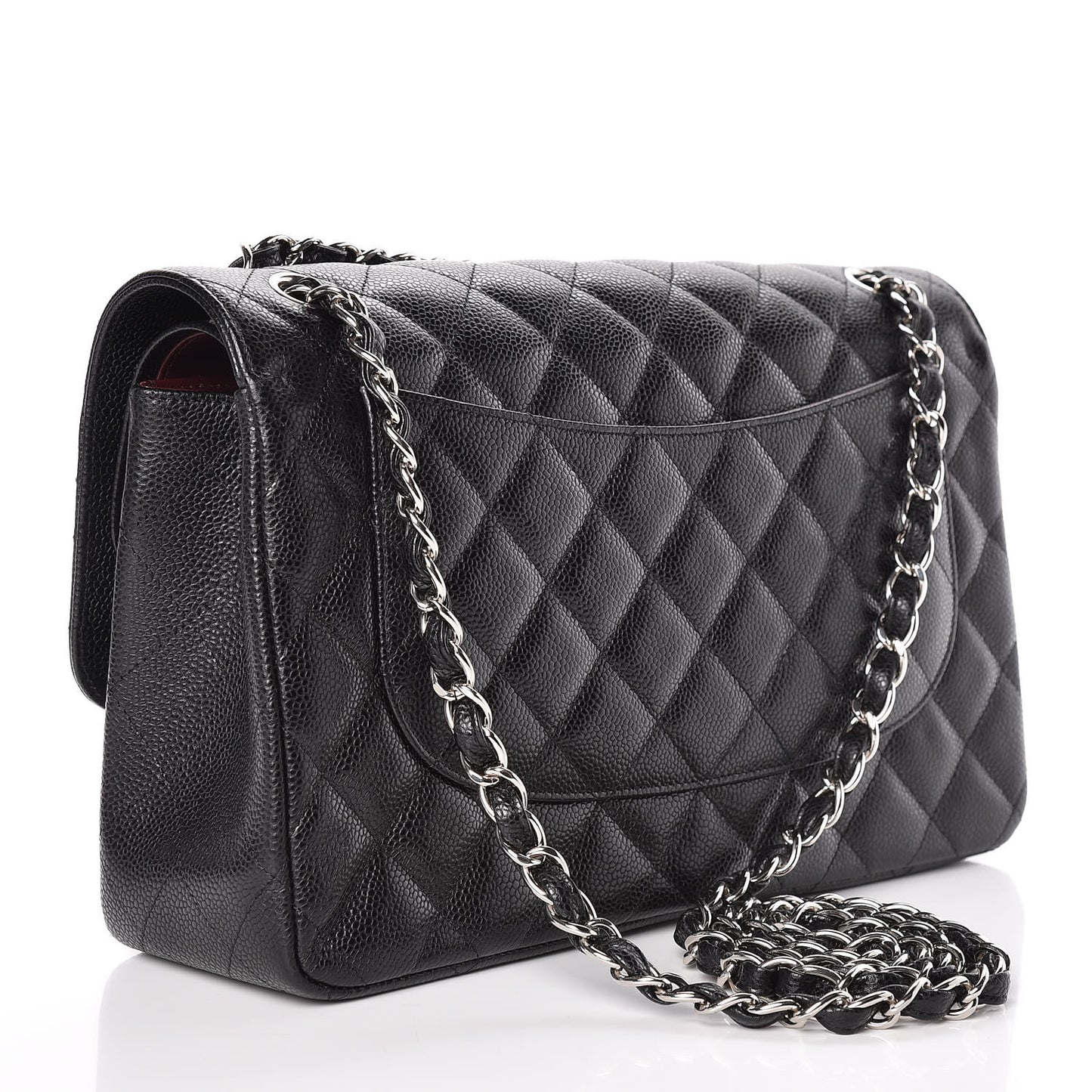 Caviar Quilted Jumbo Double Flap Black