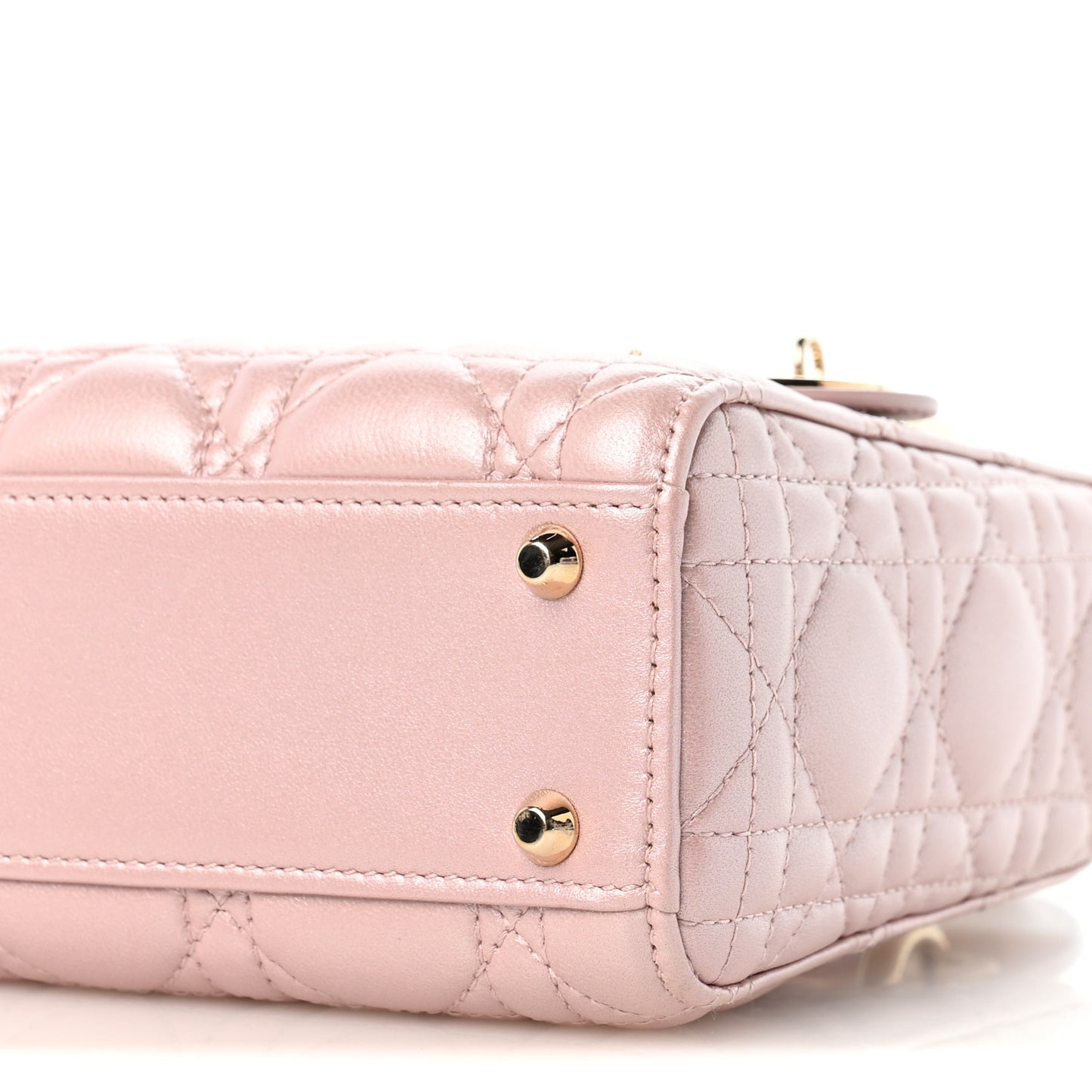 Metallic Lambskin Cannage Mini Lady Dior Lotus