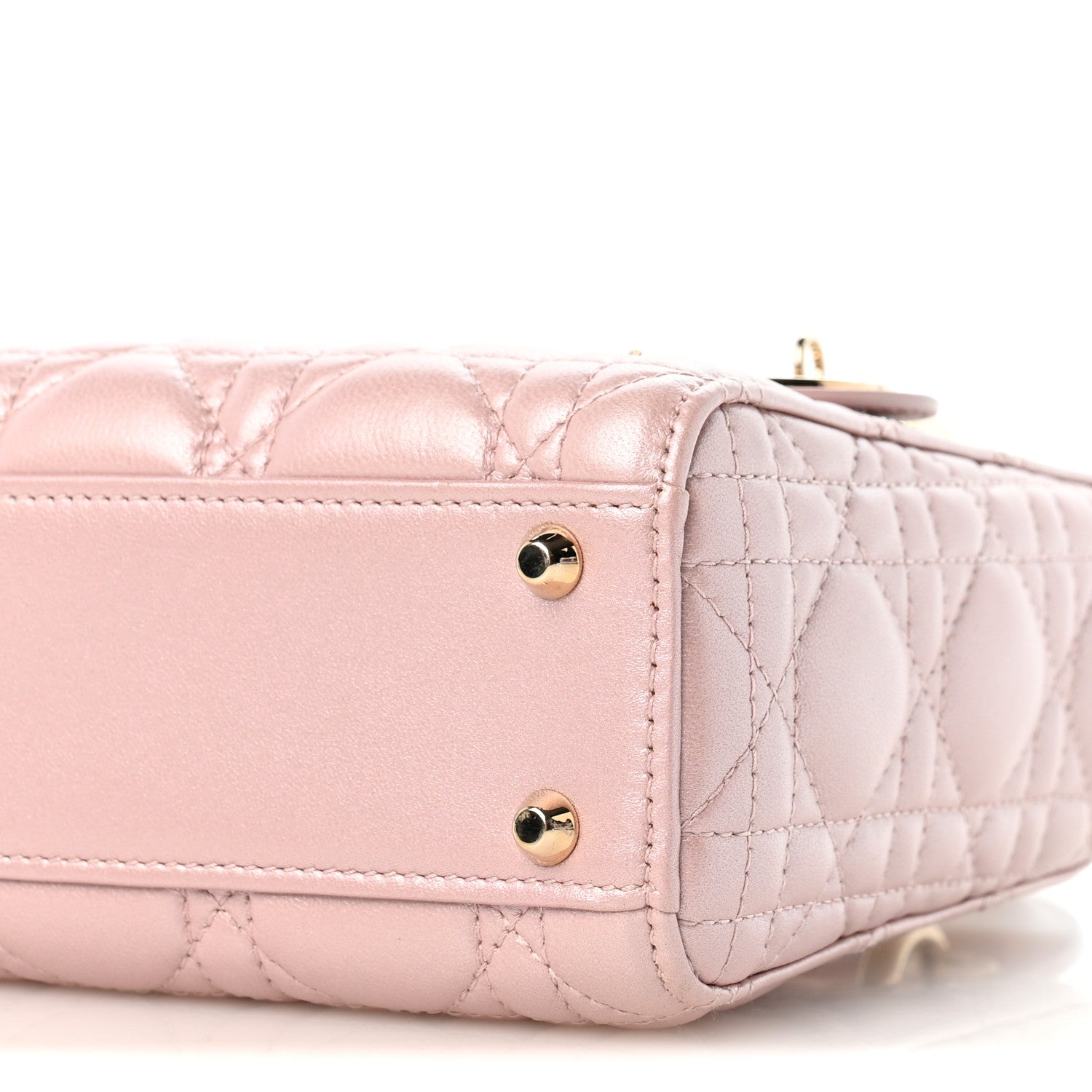 Christian Dior Metallic Lambskin Cannage Mini Lady Dior Lotus 10 of 13