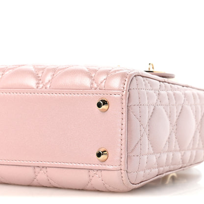 Christian Dior Metallic Lambskin Cannage Mini Lady Dior Lotus 10 of 13