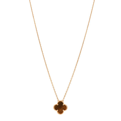 Van Cleef & Arpels 18K Yellow Gold Tiger Eye Vintage Alhambra Pendant Necklace 1 of 6