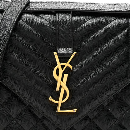 Saint Laurent Grain De Poudre Textured Mixed Matelasse Triquilt Medium Monogram Satchel Black 8 of 11