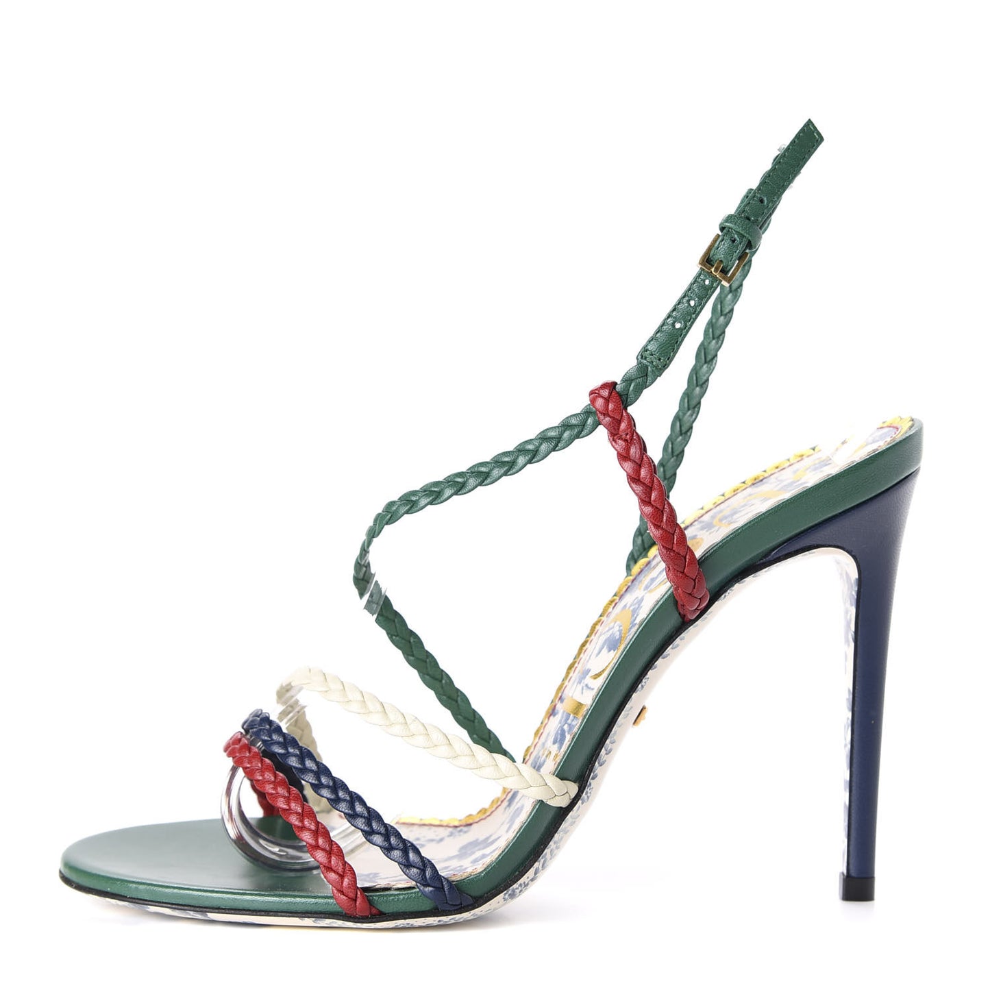 Malaga Kid Braided Haines High Heel Sandals 38 Emerald