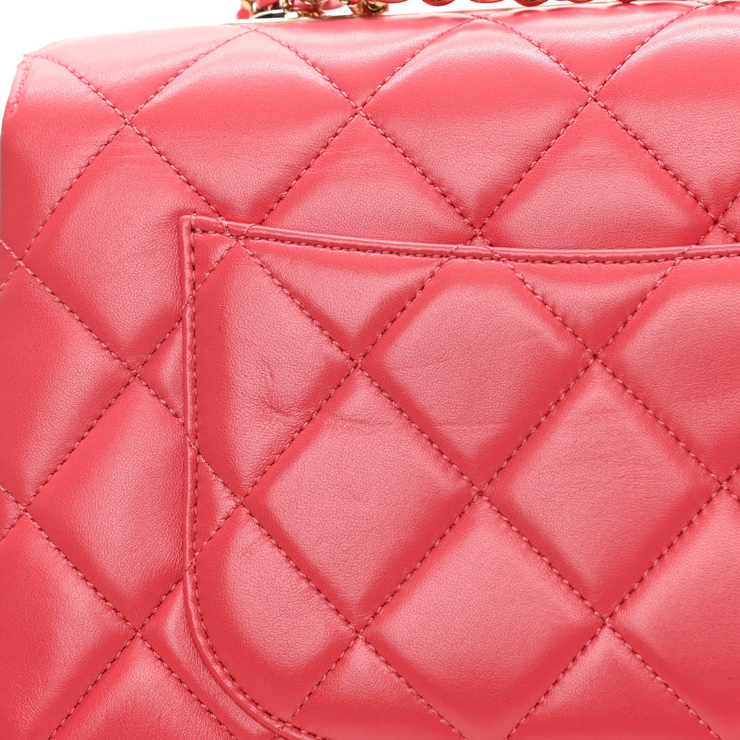 Lambskin Quilted Medium Trendy CC Flap Dual Handle Bag Bright Pink