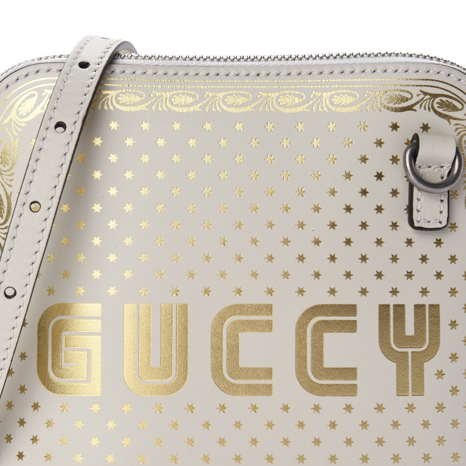 Gucci X SEGA Calfskin GUCCY Stars Mini Dome Shoulder Bag Mystic White Gold 11 of 11