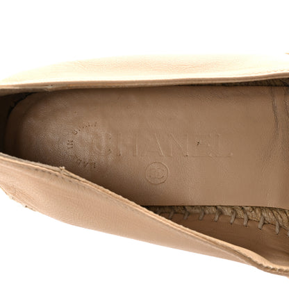 Chanel Lambskin CC Espadrilles 38 Beige Black 15 of 18