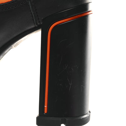 Prada Vitello Montana Neoprene Lace Up Chelsea 110mm Ankle Boots 38 Black Arancio 12 of 12