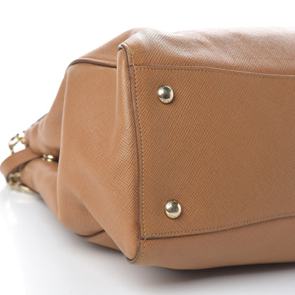 Prada Saffiano Cuir Top Handle Dome Tote Caramel 26 of 29