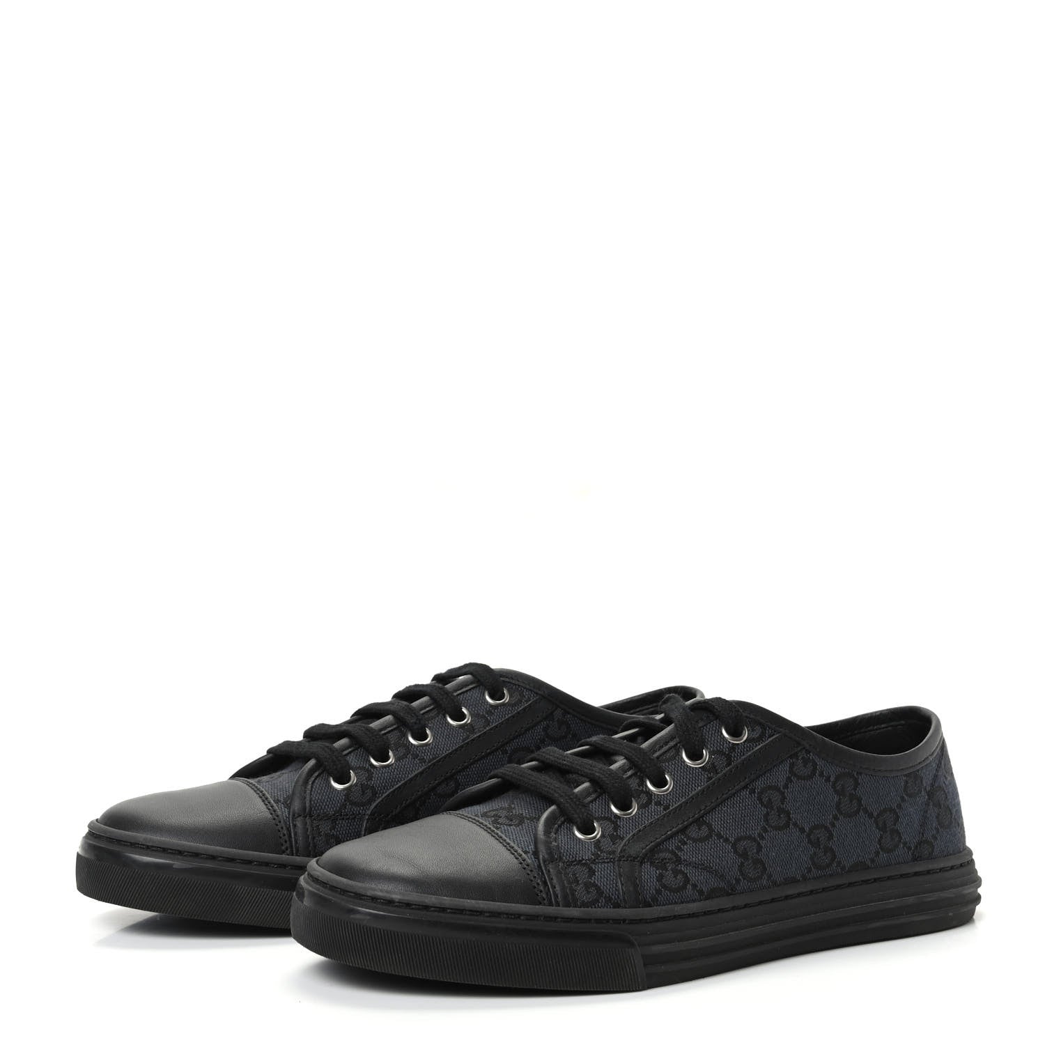 Gucci GG Monogram Calfskin Womens Low Top Sneakers 37 Piombo Black 3 of 7