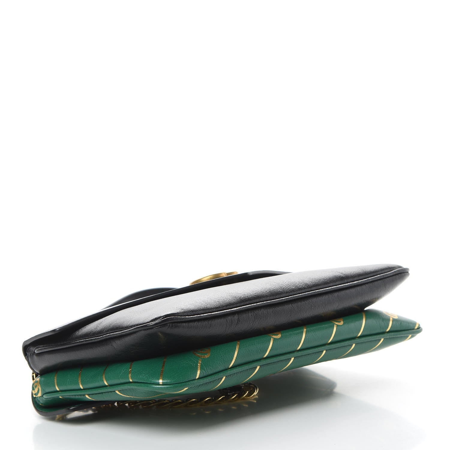Gucci Calfskin Diagonal GG Medium Thiara Double Envelope Shoulder Bag Emerald Green Black 4 of 11