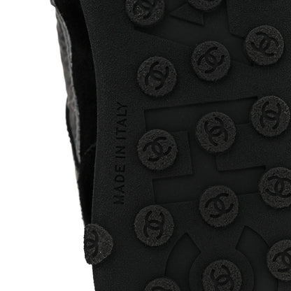 Chanel Nylon Calfskin Suede Womens CC Sneakers 40 Black Grey White 8 of 11
