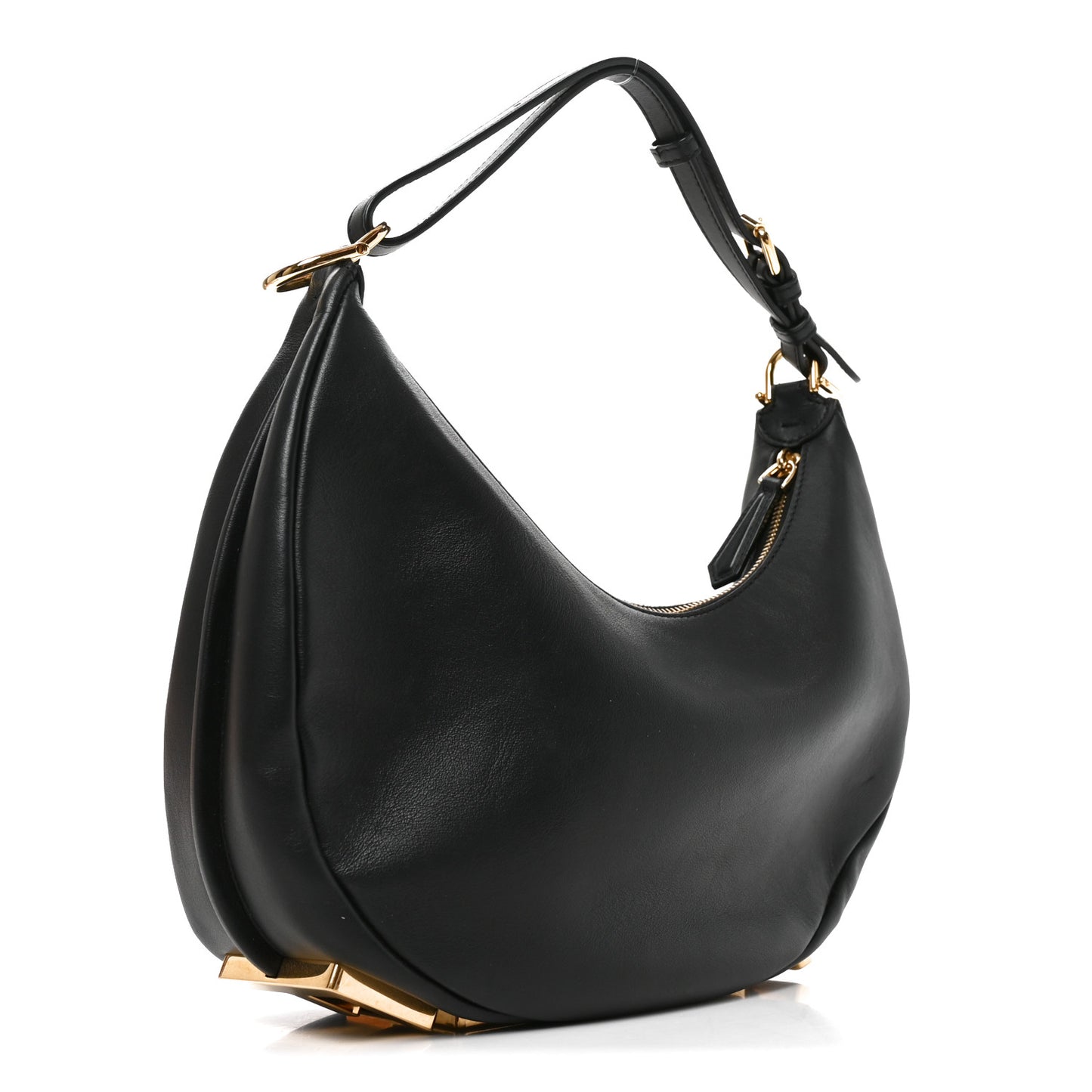 Vitello Grace Matte Small Fendigraphy Hobo Bag Black