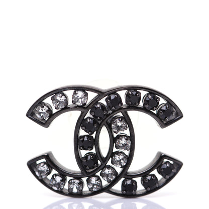 Chanel Crystal CC Earrings Black Silver 4 of 7