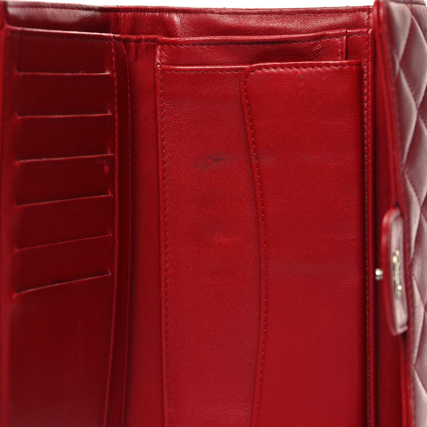Chanel Lambskin Quilted Large Flap Wallet Red 13 of 15
