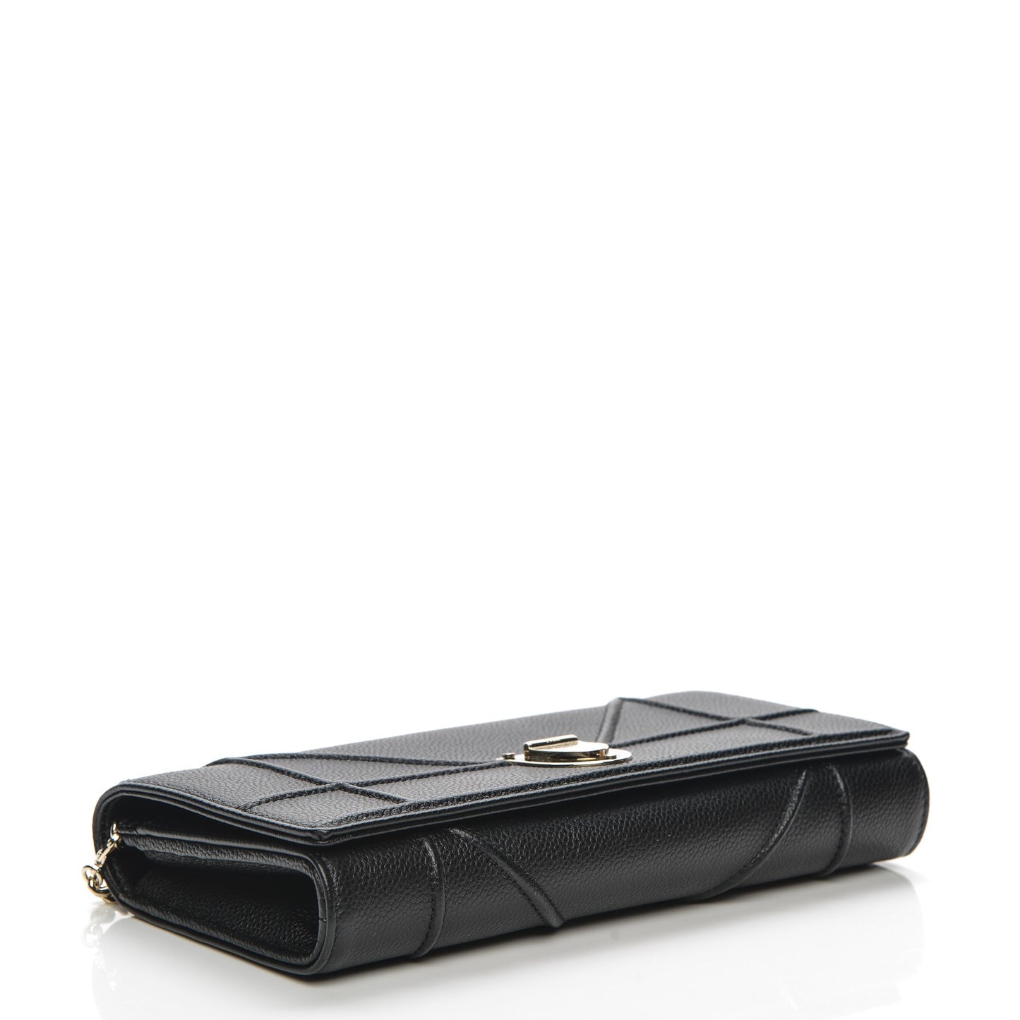 Grained Calfskin Diorama Croisiere Chain Wallet Black