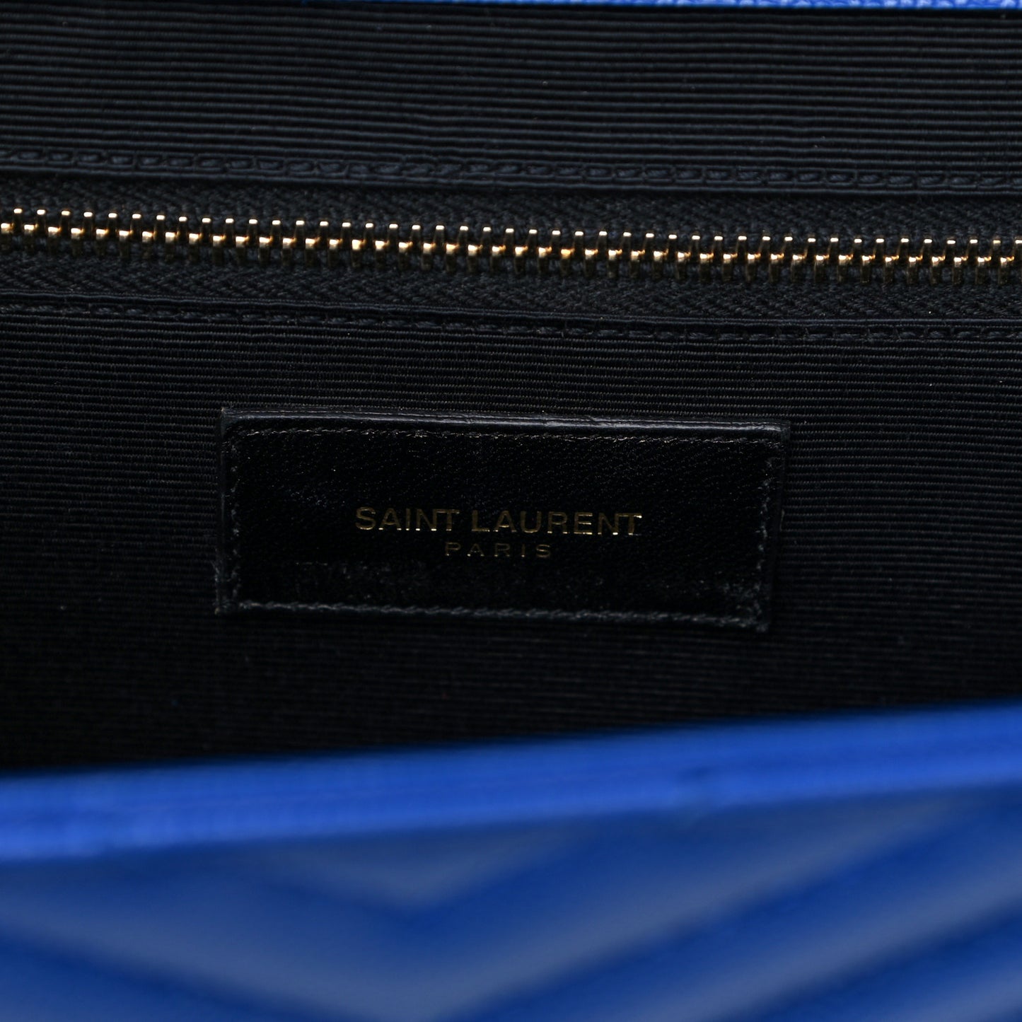 Grain De Poudre Matelasse Chevron Large Monogram Satchel Blue Majorelle
