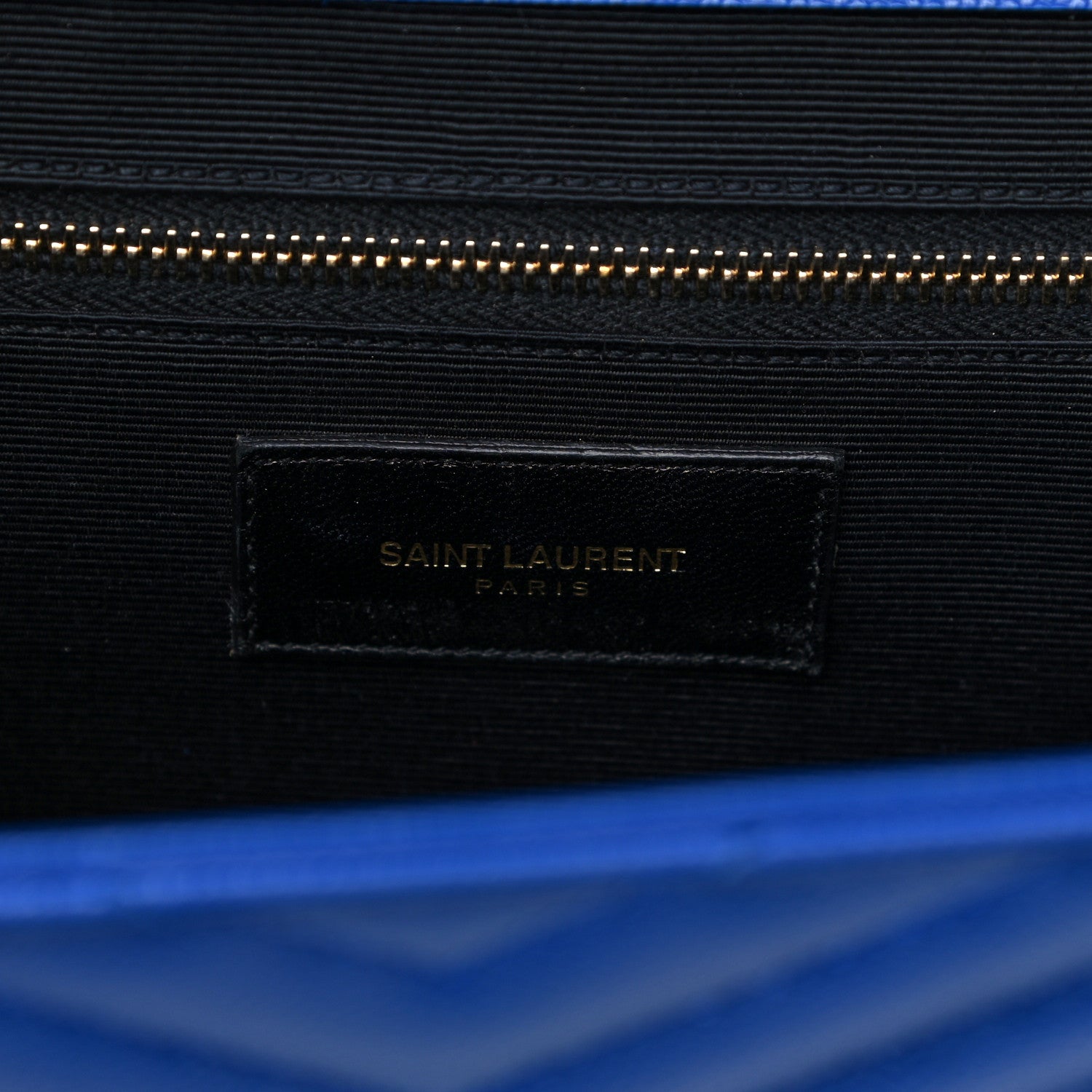 Saint Laurent Grain De Poudre Matelasse Chevron Large Monogram Satchel Blue Majorelle 7 of 16