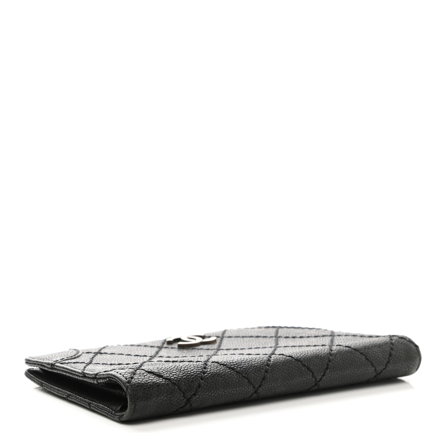 Distressed Caviar Stitched Outdoor Yen Wallet Black