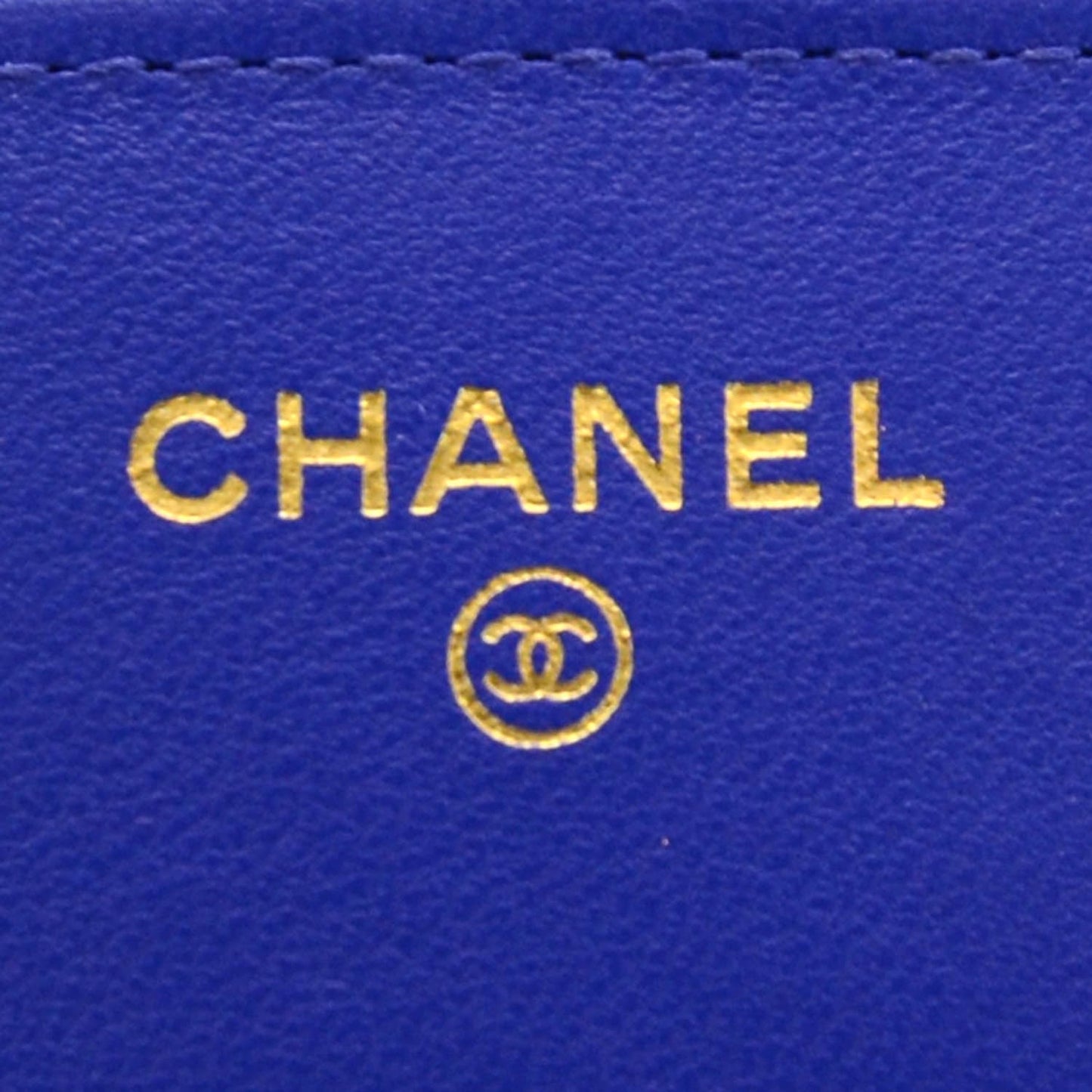 Lambskin Quilted Wallet On Chain WOC Royal Blue