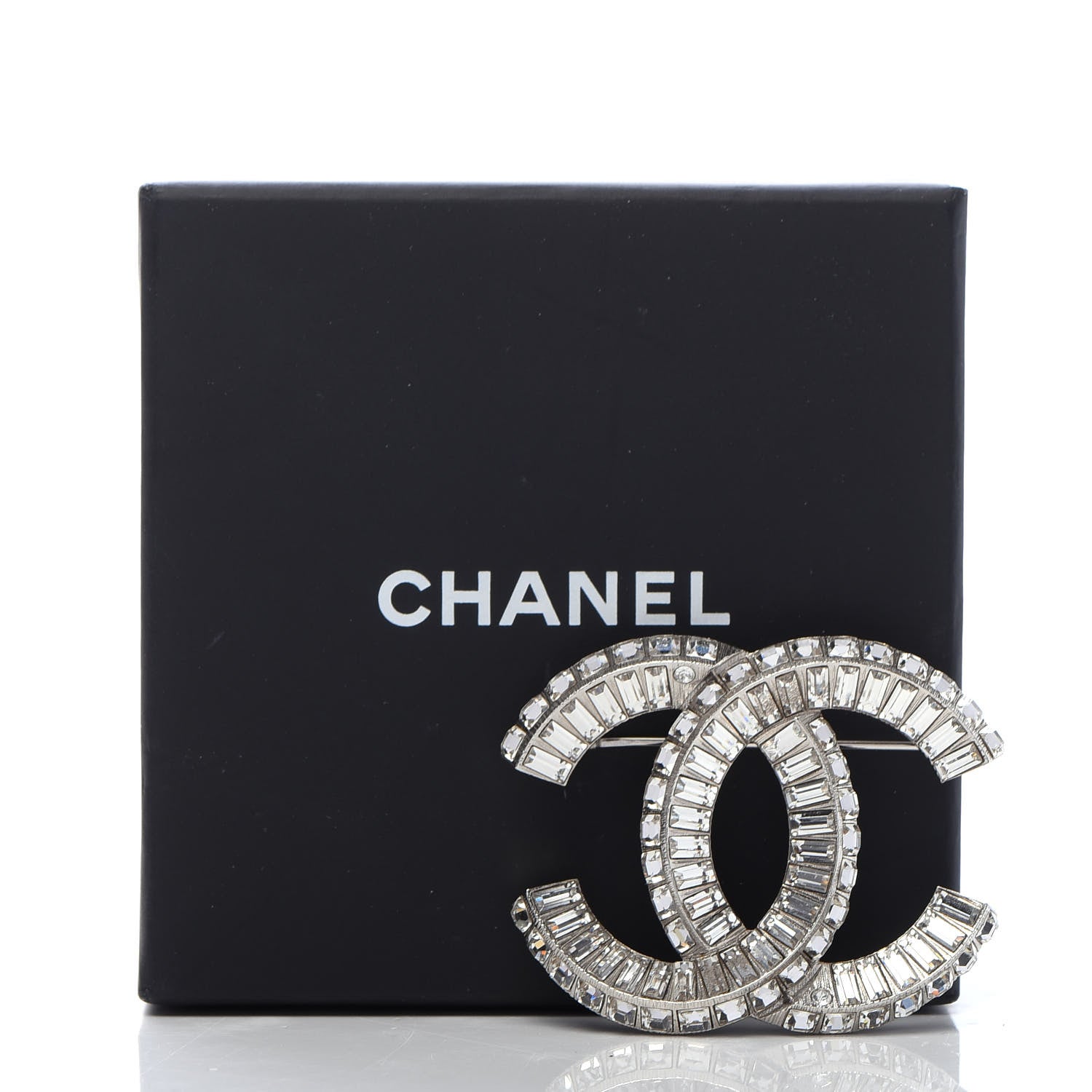Chanel Baguette Crystal CC Brooch Silver 5 of 5