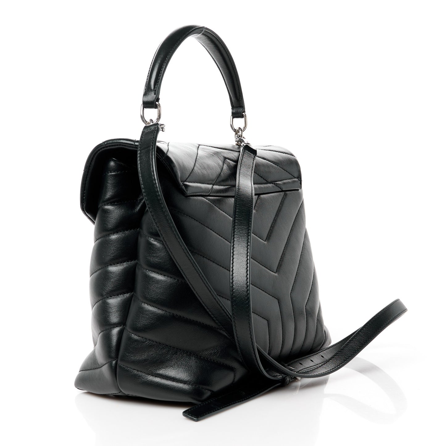 Calfskin Y Quilted Monogram Medium Loulou Satchel Black