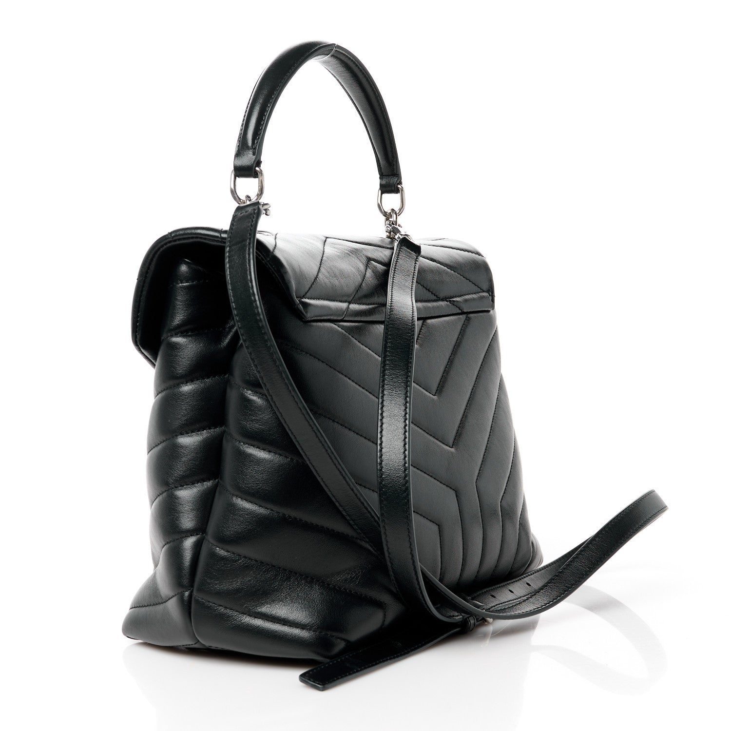 Saint Laurent Calfskin Y Quilted Monogram Medium Loulou Satchel Black 3 of 11
