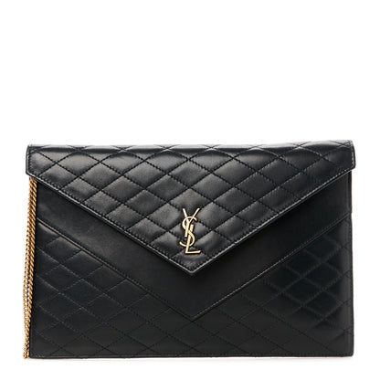 Saint Laurent Lambskin Quilted Double Flap Chain Pouch Black 1 of 7